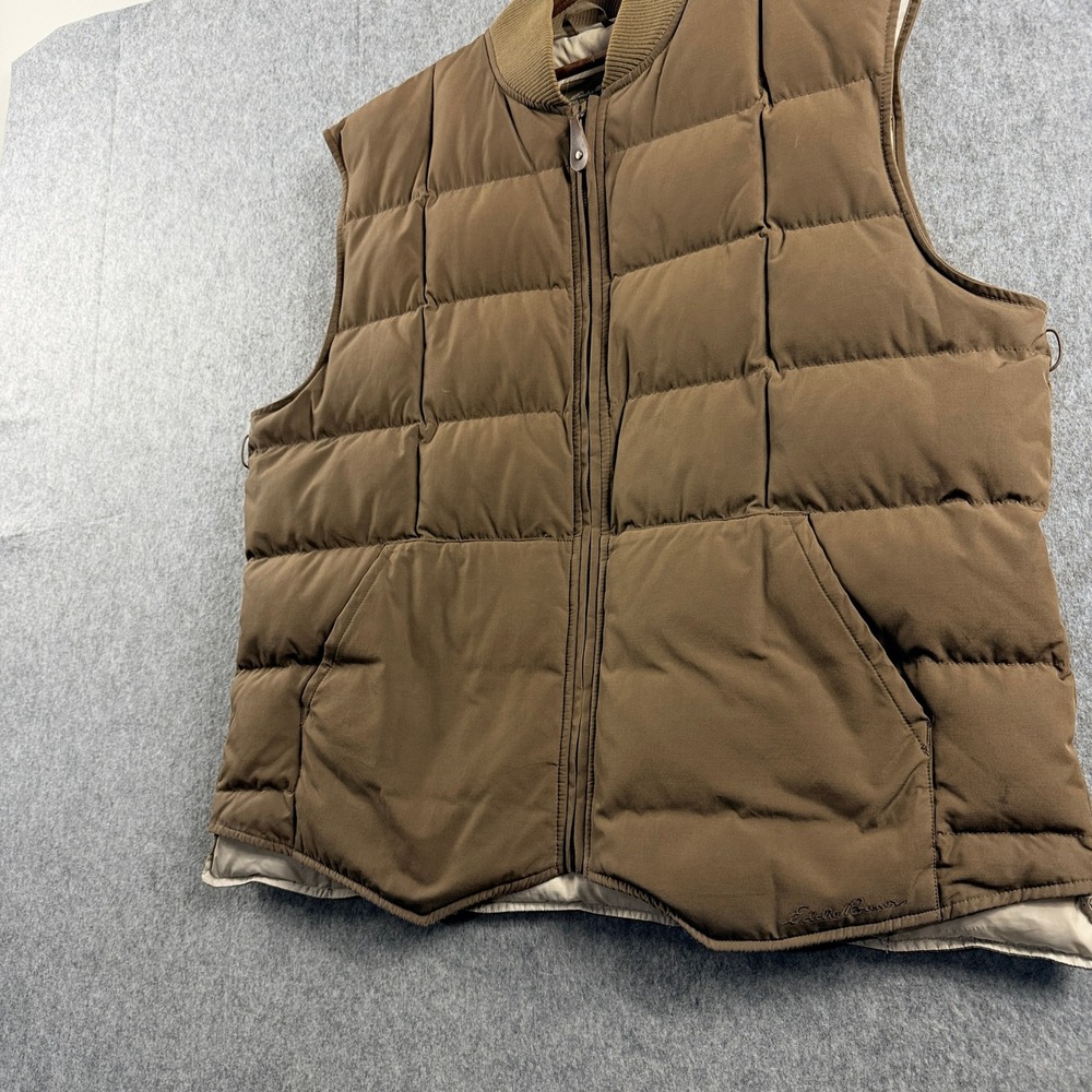 Eddie Bauer Men's Puffer Vest XL Brown Vintage Goose Down Quilted Outdoors - Picture 9 of 16